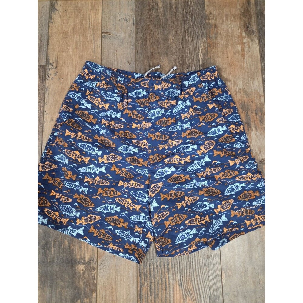 Columbia Swim Trunk Mens Small Blue Fish Board Shorts PFG Lined Pockets B22
